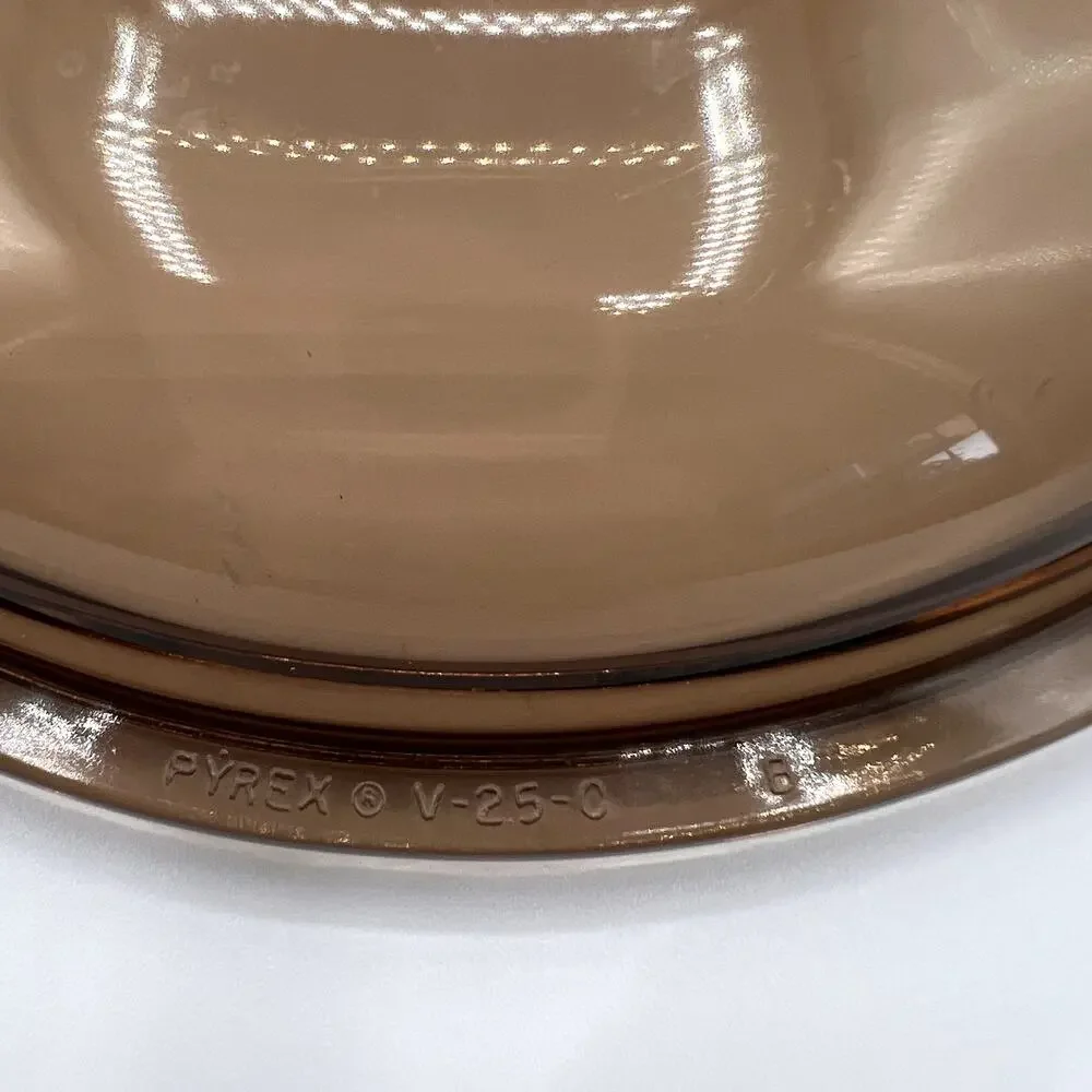 PYREX Corning Ware Visions Vtg Amber Round Glass Lid V-2.5-C